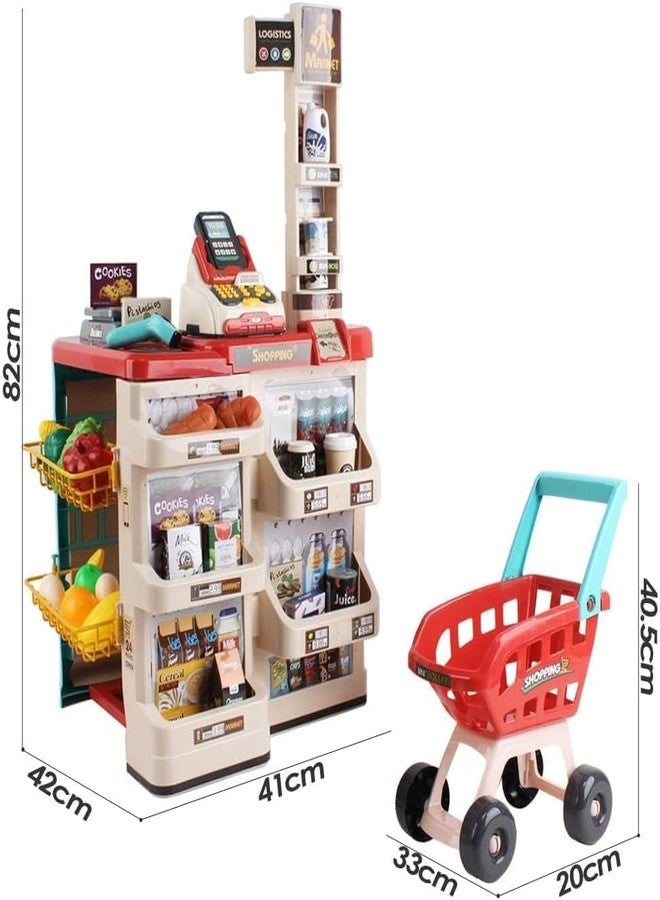 Arthasya Plastic 42 Pcs Big Size Kitchen Playset | Musical & Light Kitchen Set Toy for Kids with Sound and Accessories Set for 4 Year Old (New Home Supermarket Set) - Image 3